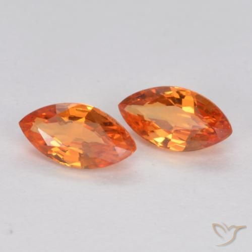 Gemme di Zaffiro Arancio Medio naturale da 0.39 ct, Taglio marquise, VS