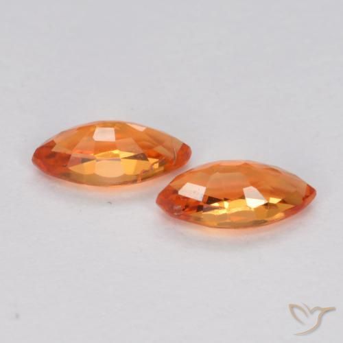 Gemme di Zaffiro Arancio Medio naturale da 0.39 ct, Taglio marquise, VS