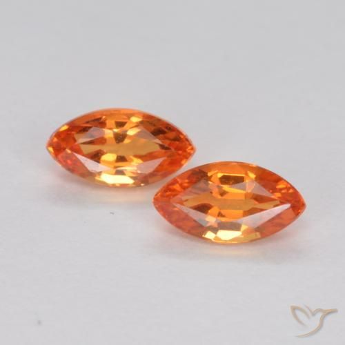 Gemme di Zaffiro Arancia Fuoco naturale da 0.42 ct, Taglio marquise, VS
