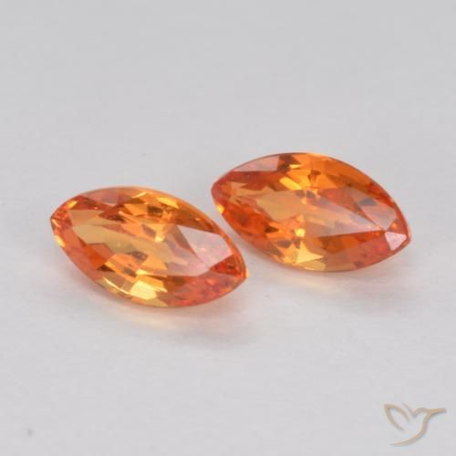 Gemme di Zaffiro Arancia Fuoco naturale da 0.42 ct, Taglio marquise, VS