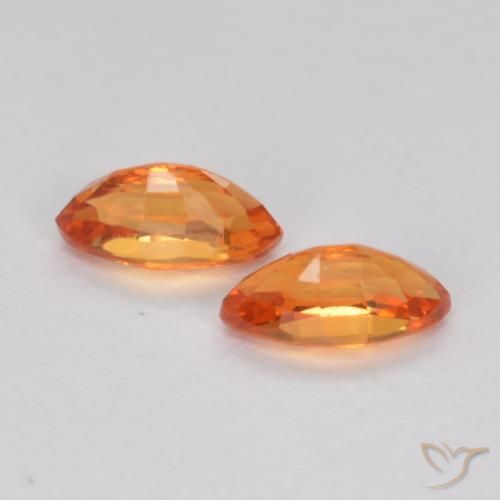 Gemme di Zaffiro Arancia Fuoco naturale da 0.42 ct, Taglio marquise, VS