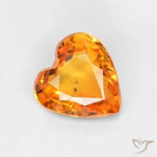 0.45ct Naturale Albicocca Arancia Zaffiro, Cuore, VS
