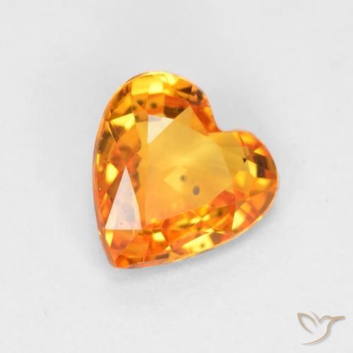 Zaffiro Albicocca Arancia naturale da 0.45 ct, Cuore, VS