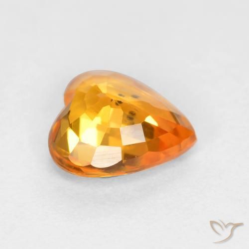 Zaffiro Albicocca Arancia naturale da 0.45 ct, Cuore, VS
