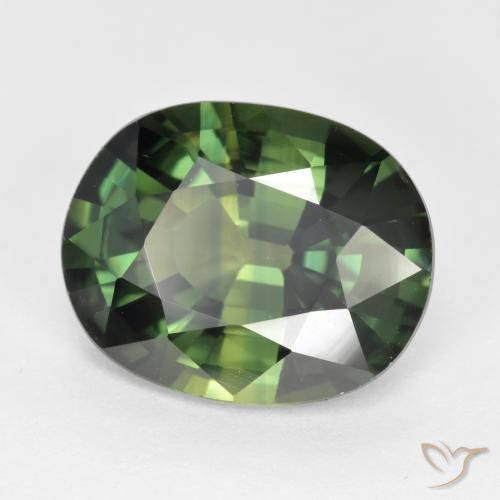 Zaffiro Verde terroso naturale da 6.06 ct, Ovale, VVS