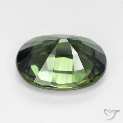 Zaffiro Verde terroso naturale da 6.06 ct, Ovale, VVS