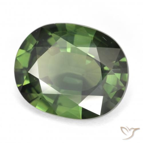 Zaffiro Verde marroncino naturale da 6.03 ct, Ovale, VVS-VS