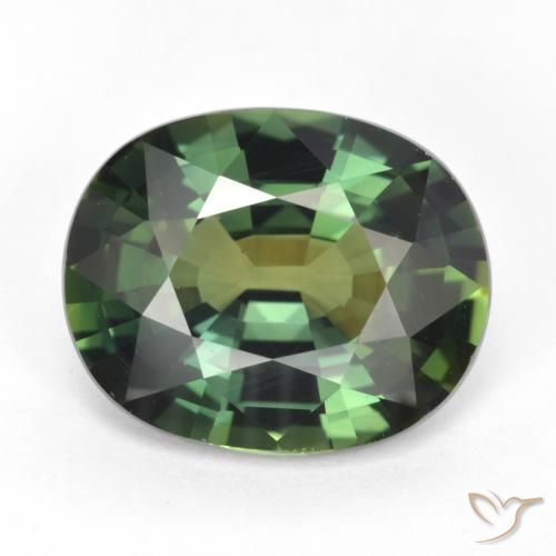 5.17ct Naturale Verde marroncino Zaffiro, Ovale, VVS