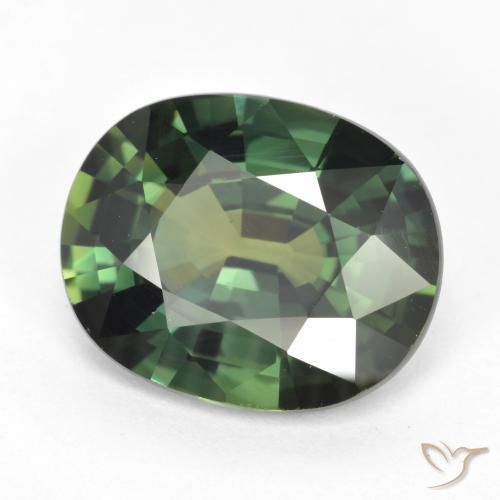 Zaffiro Verde marroncino naturale da 5.17 ct, Ovale, VVS