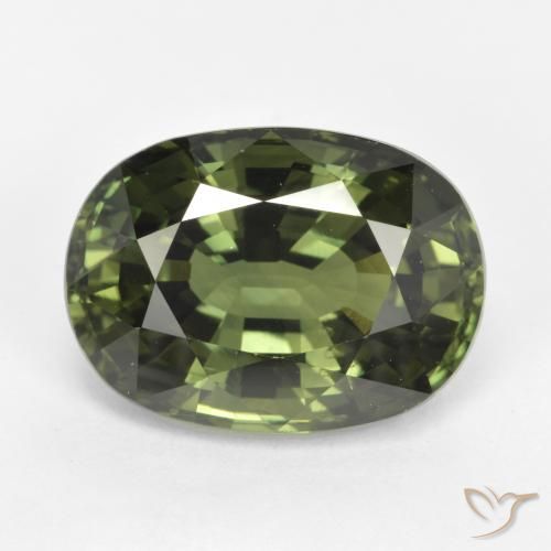 5.35ct Naturale Verde scuro Zaffiro, Ovale, VVS