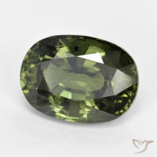 Zaffiro Verde scuro naturale da 5.35 ct, Ovale, VVS