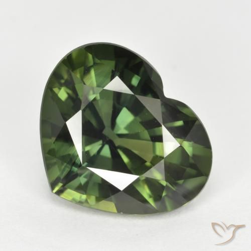 5.30ct Naturale Verde scuro Zaffiro, Cuore, VVS