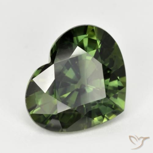 Zaffiro Verde scuro naturale da 5.30 ct, Cuore, VVS