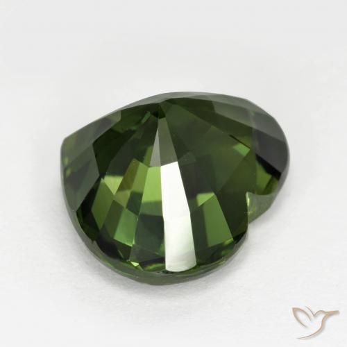 Zaffiro Verde scuro naturale da 5.30 ct, Cuore, VVS