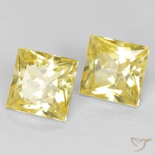 Gemme di Zaffiro Giallo medio-chiaro naturale da 0.59 ct, Quadrato, VS