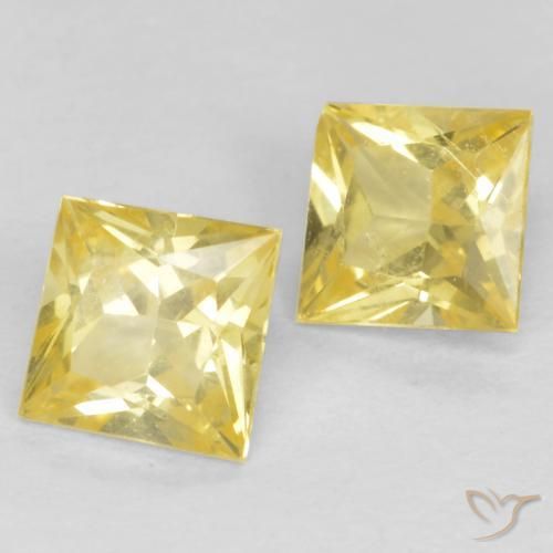 Gemme di Zaffiro Giallo medio-chiaro naturale da 0.57 ct, Quadrato, VS