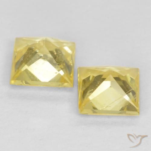 Gemme di Zaffiro Giallo medio-chiaro naturale da 0.57 ct, Quadrato, VS