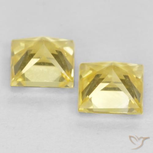 Gemme di Zaffiro Giallo Toscana naturale da 0.68 ct, Quadrato, VVS-VS