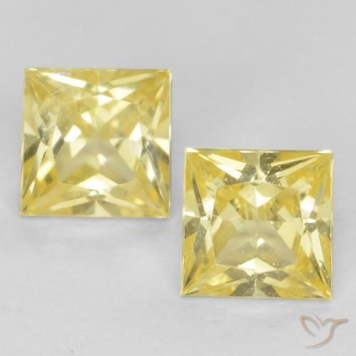 Gemme di Zaffiro Giallo medio-chiaro naturale da 0.63 ct, Quadrato, VVS-VS