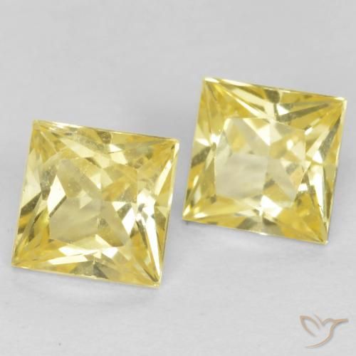 Gemme di Zaffiro Giallo medio-chiaro naturale da 0.63 ct, Quadrato, VVS-VS