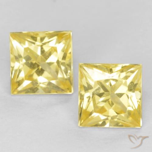 Gemme di Zaffiro Giallo medio-chiaro naturale da 0.69 ct, Quadrato, VVS-VS