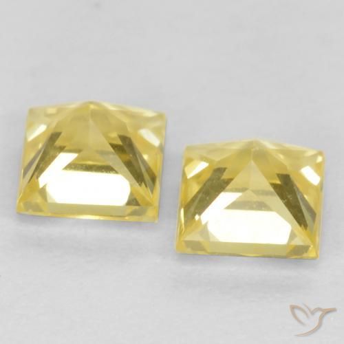 Gemme di Zaffiro Giallo medio-chiaro naturale da 0.69 ct, Quadrato, VVS-VS