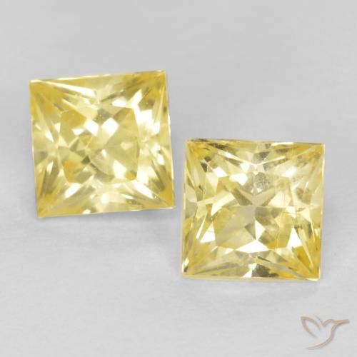 0.75ctw Naturale Giallo medio-chiaro Zaffiro, Quadrato, VS