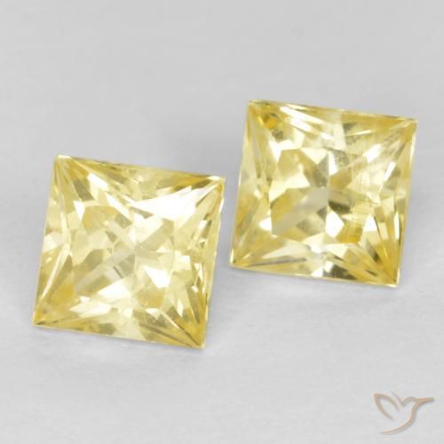 Gemme di Zaffiro Giallo medio-chiaro naturale da 0.75 ct, Quadrato, VS