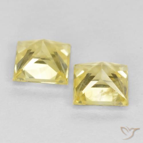 Gemme di Zaffiro Giallo medio-chiaro naturale da 0.75 ct, Quadrato, VS