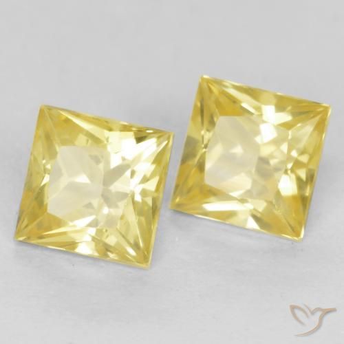 Gemme di Zaffiro Giallo Toscana naturale da 0.80 ct, Quadrato, VVS-VS