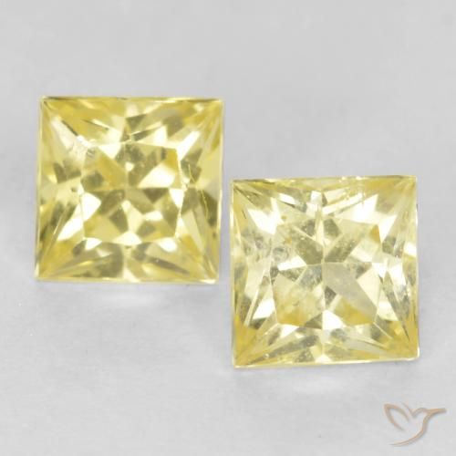 Gemme di Zaffiro Giallo medio-chiaro naturale da 0.58 ct, Quadrato, VS