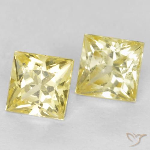 Gemme di Zaffiro Giallo medio-chiaro naturale da 0.58 ct, Quadrato, VS