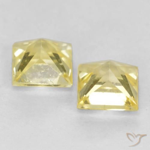 Gemme di Zaffiro Giallo medio-chiaro naturale da 0.58 ct, Quadrato, VS