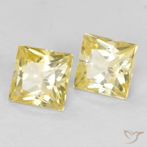 Gemme di Zaffiro Giallo medio-chiaro naturale da 0.70 ct, Quadrato, VVS-VS