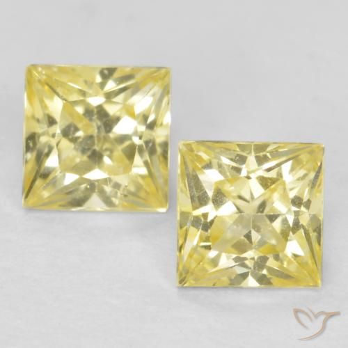 Gemme di Zaffiro Giallo medio-chiaro naturale da 0.63 ct, Quadrato, VVS-VS