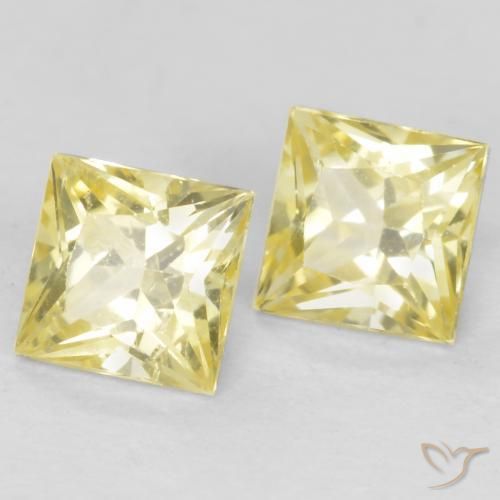 Gemme di Zaffiro Giallo medio-chiaro naturale da 0.63 ct, Quadrato, VVS-VS