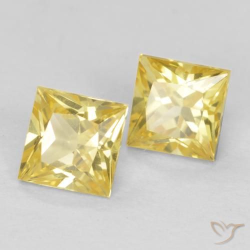 Gemme di Zaffiro Giallo Toscana naturale da 0.68 ct, Quadrato, VVS-VS