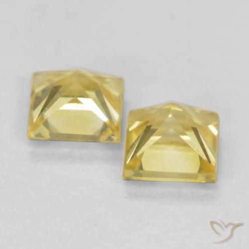 Gemme di Zaffiro Giallo Toscana naturale da 0.68 ct, Quadrato, VVS-VS