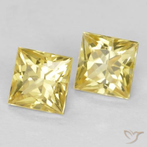 Gemme di Zaffiro Giallo Toscana naturale da 0.78 ct, Quadrato, VVS-VS