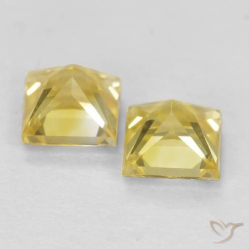Gemme di Zaffiro Giallo Toscana naturale da 0.78 ct, Quadrato, VVS-VS