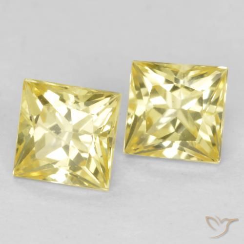 Gemme di Zaffiro Giallo Toscana naturale da 0.57 ct, Quadrato, VVS-VS