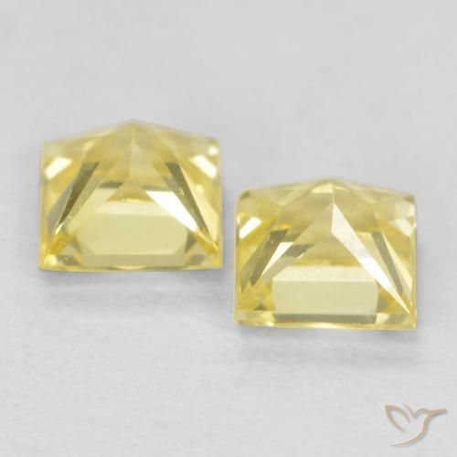 Gemme di Zaffiro Giallo Toscana naturale da 0.57 ct, Quadrato, VVS-VS