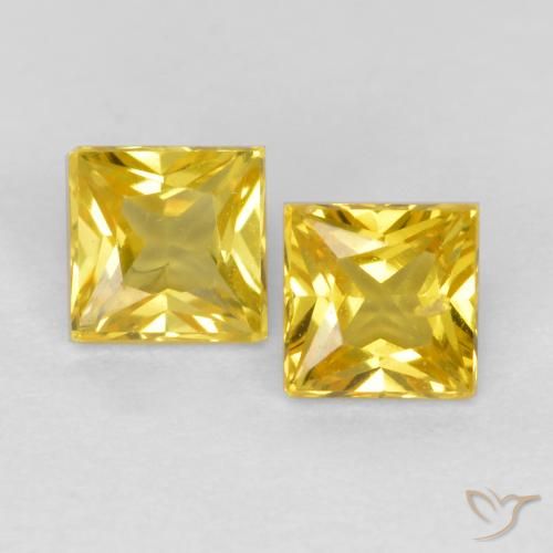 Gemme di Zaffiro Giallo miele naturale da 0.64 ct, Quadrato, VS