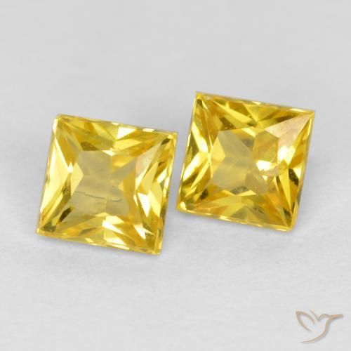 Gemme di Zaffiro Giallo miele naturale da 0.64 ct, Quadrato, VS