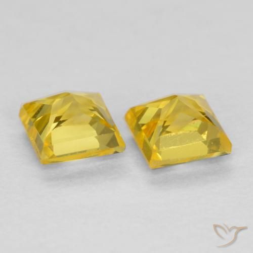 Gemme di Zaffiro Giallo miele naturale da 0.64 ct, Quadrato, VS