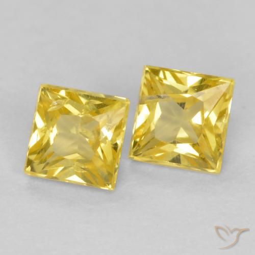 Gemme di Zaffiro Giallo Toscana naturale da 0.52 ct, Quadrato, VS