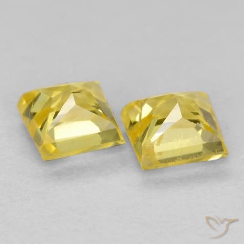 Gemme di Zaffiro Giallo Toscana naturale da 0.52 ct, Quadrato, VS