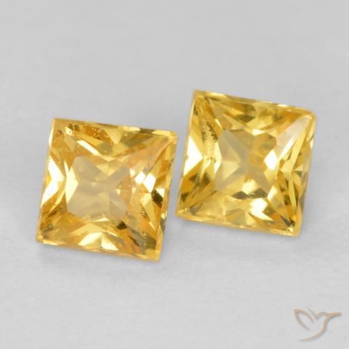 Gemme di Zaffiro Dorato naturale da 0.54 ct, Quadrato, VS