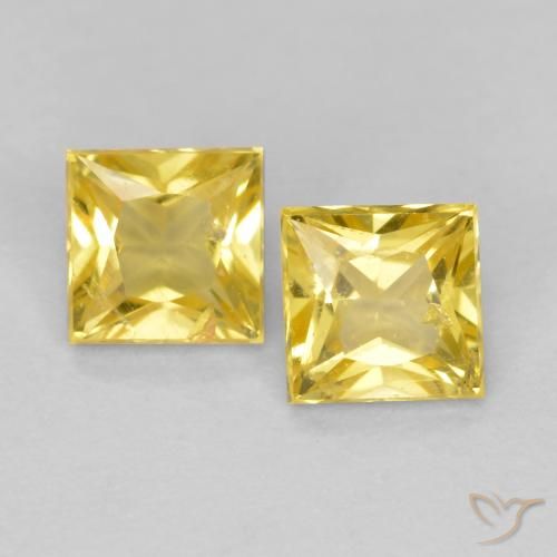 0.59ctw Naturale Giallo Toscana Zaffiro, Quadrato, VS