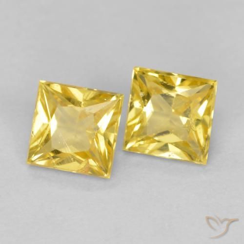 Gemme di Zaffiro Giallo Toscana naturale da 0.59 ct, Quadrato, VS